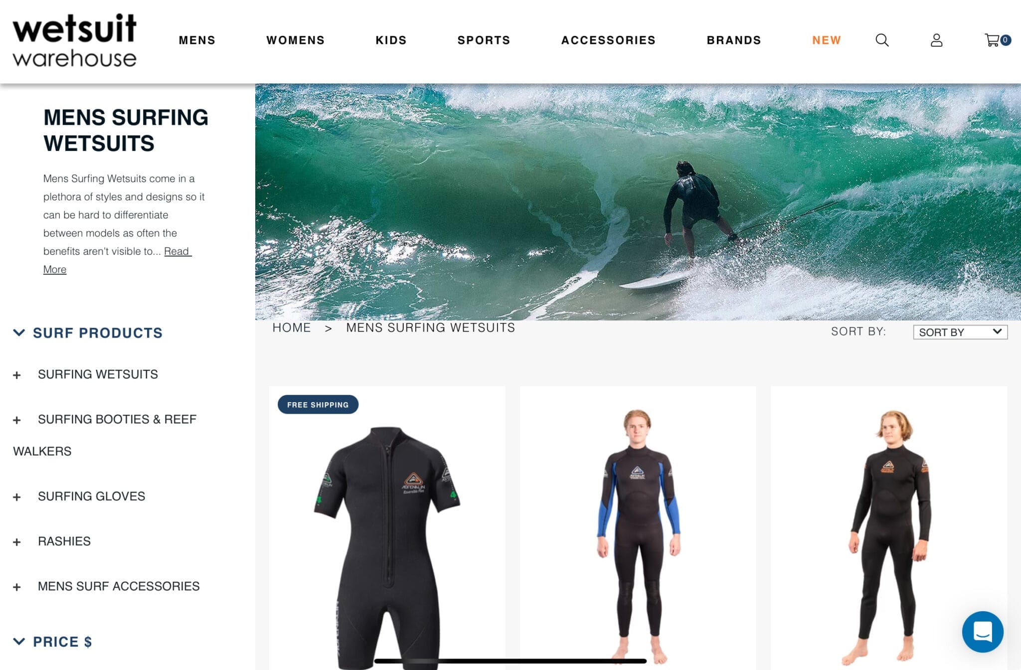 Wetsuit Warehouse men’s surfing wetsuits