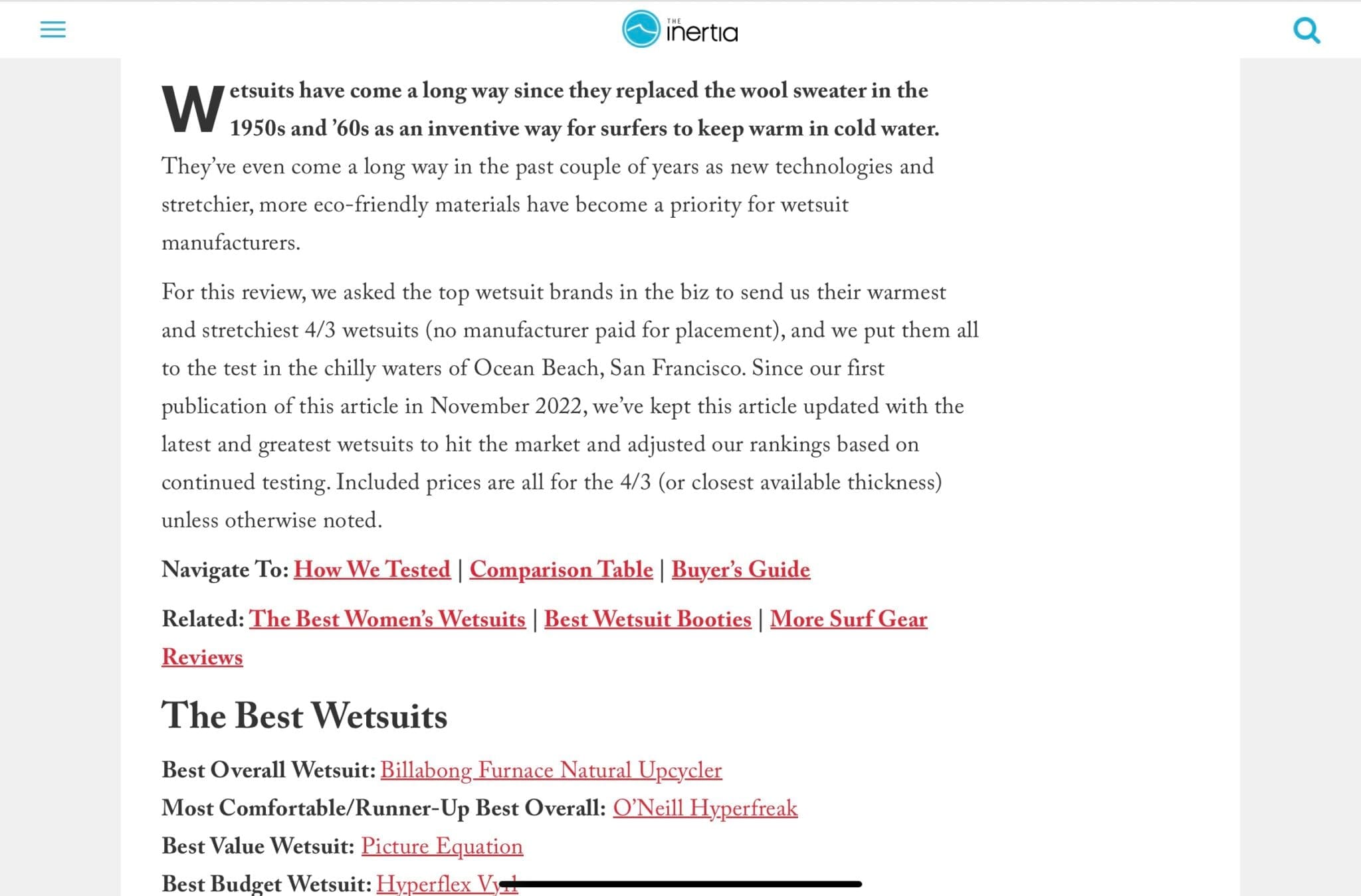 The Inertia wetsuit review