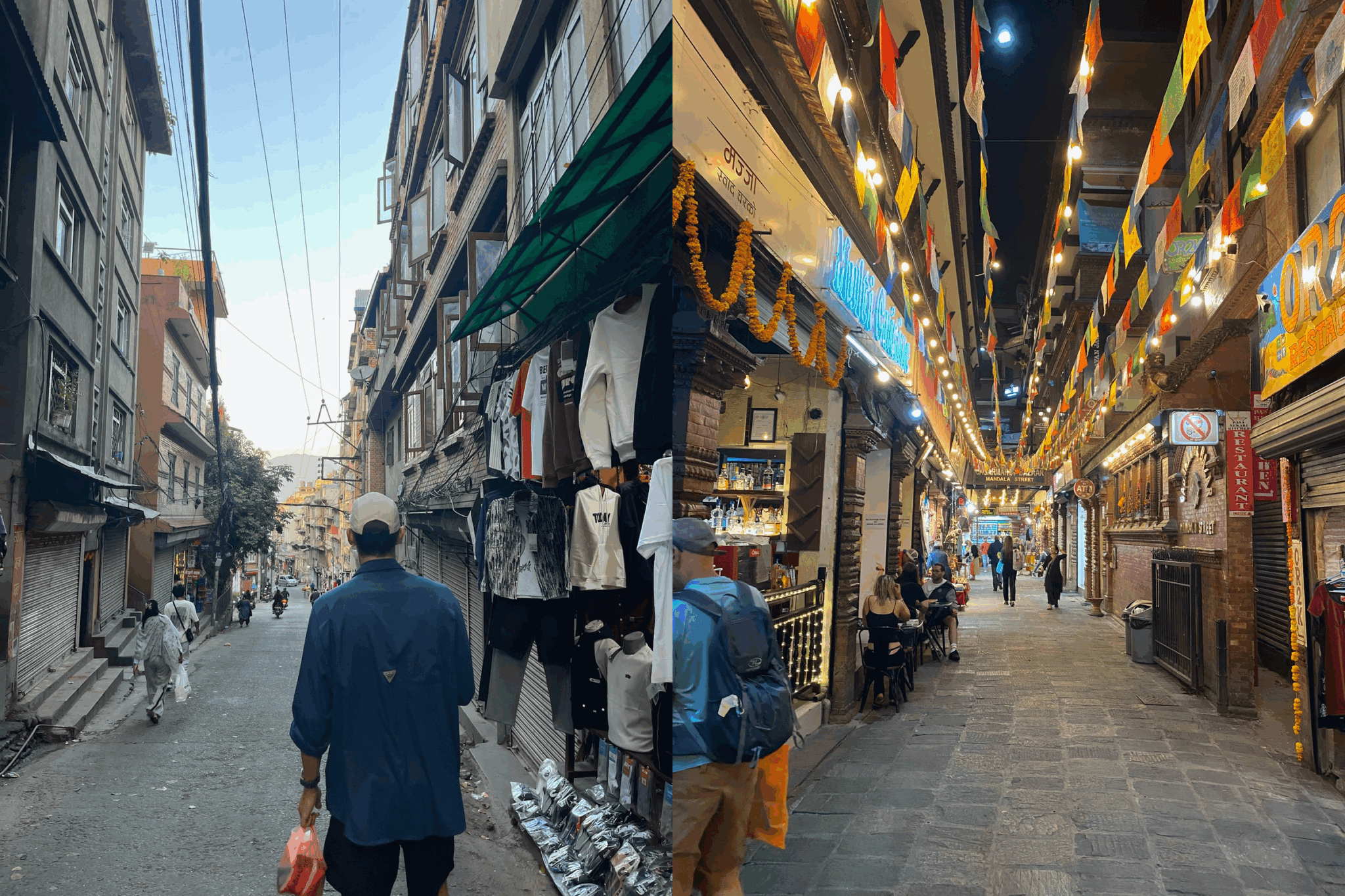 Left & Right: Walking through the streets of Thamel, Kathmandu