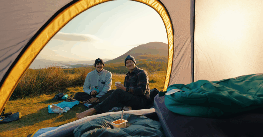 Riley and Brian pictured at the bottom of Conic Hill on the West Highland Way