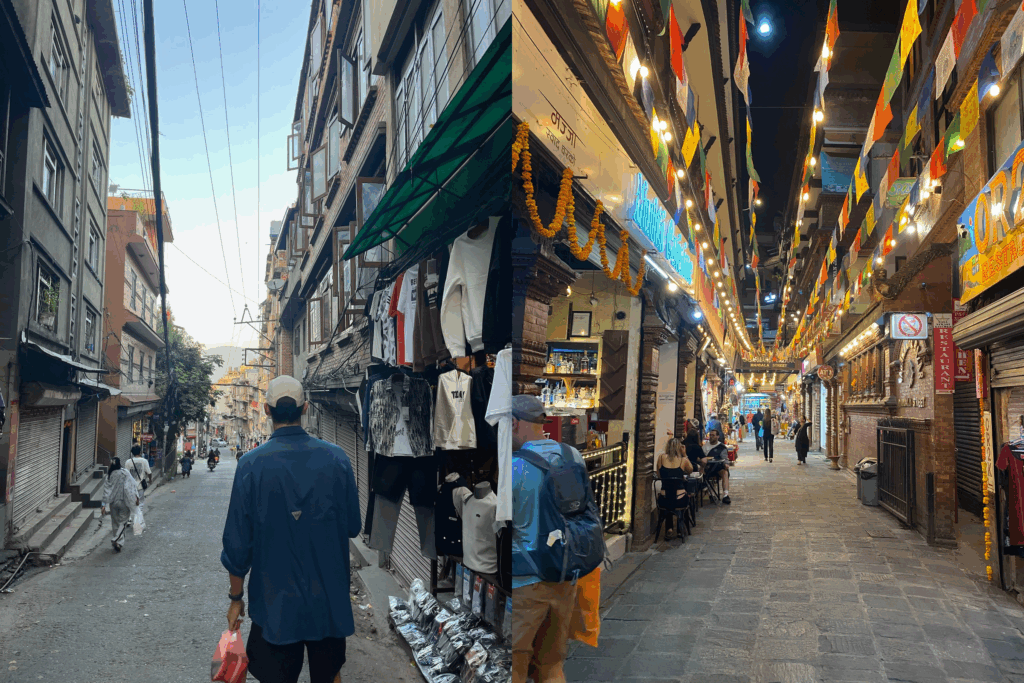 Left & Right: Walking through the streets of Thamel, Kathmandu