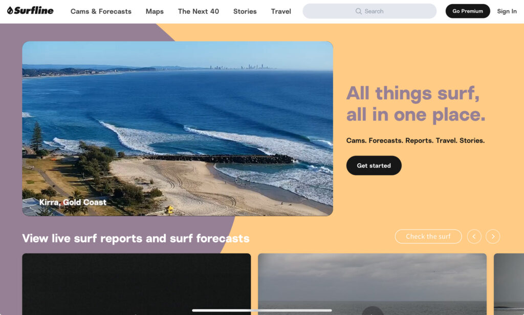 Surfline website homepage