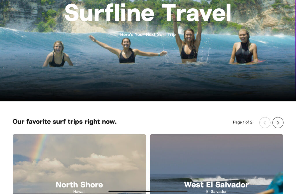Surfline Travel webpage