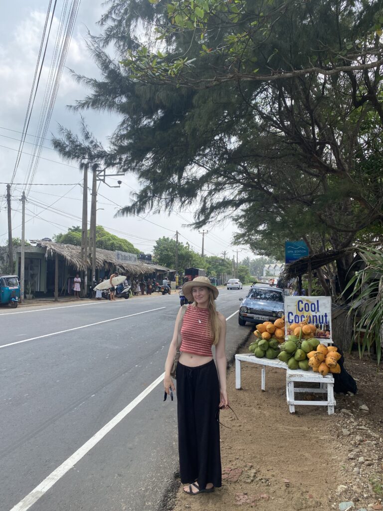 Belle standing on the roadside in Midigama