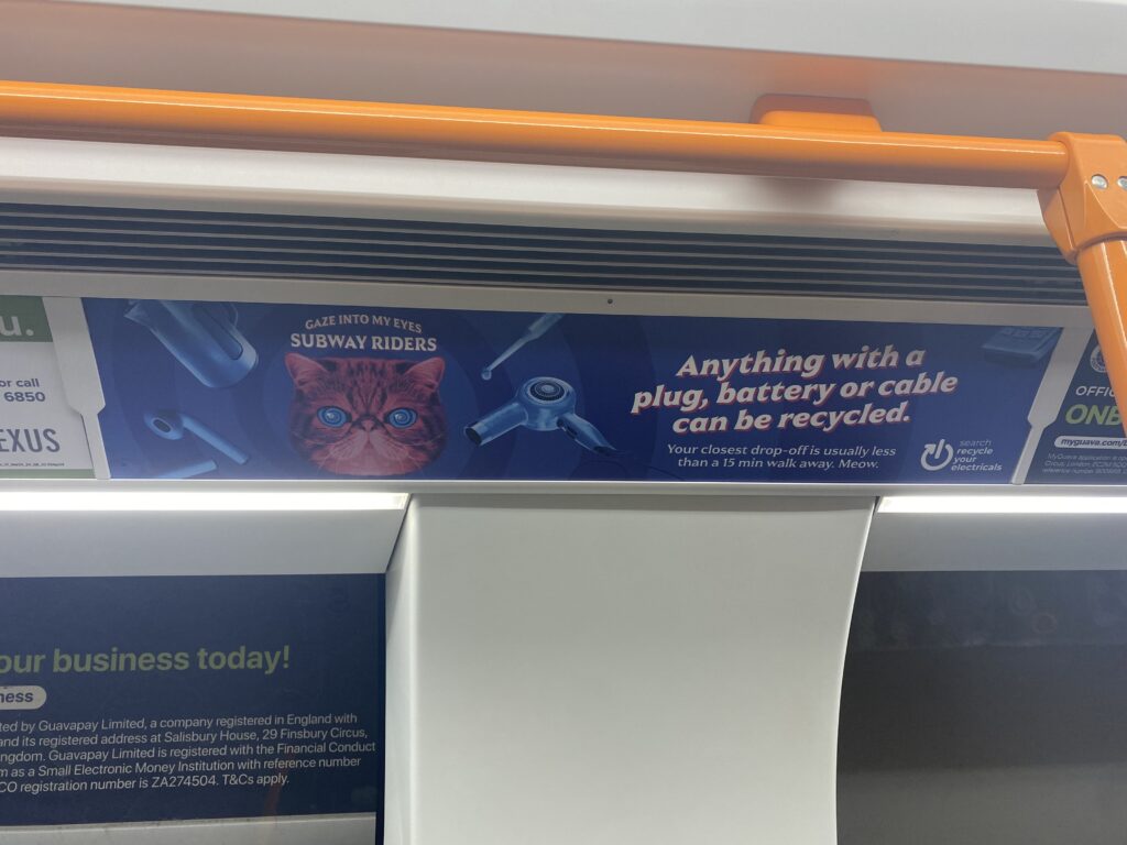 An advertisement inside Glasgow’s subway carriage