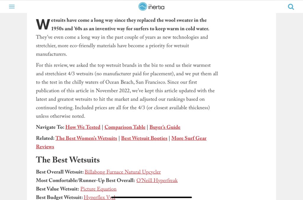The Inertia wetsuit review