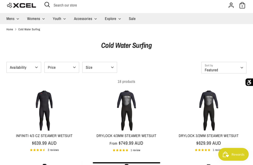 Xcel cold water surfing